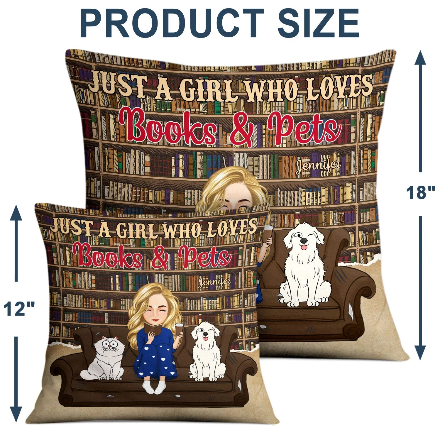 Reading Easily Distracted By Books & Pets - Gift For Book Lovers, Pet Lovers - Personalized Pillow - Image 4