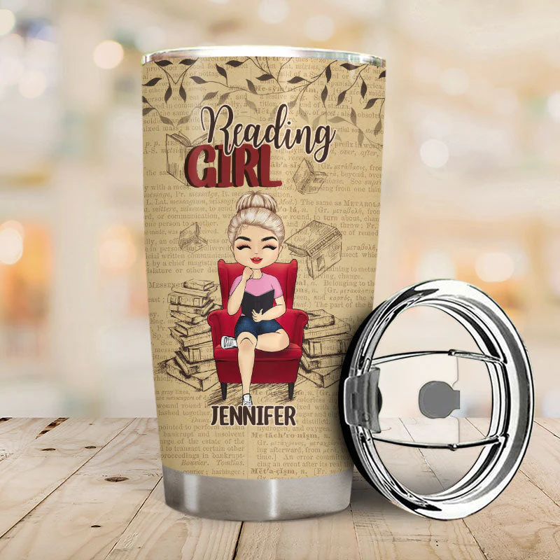 Reading Girl Classy Sassy And A Bit - Gift For Reading Lovers - Personalized Custom Tumbler - Image 2