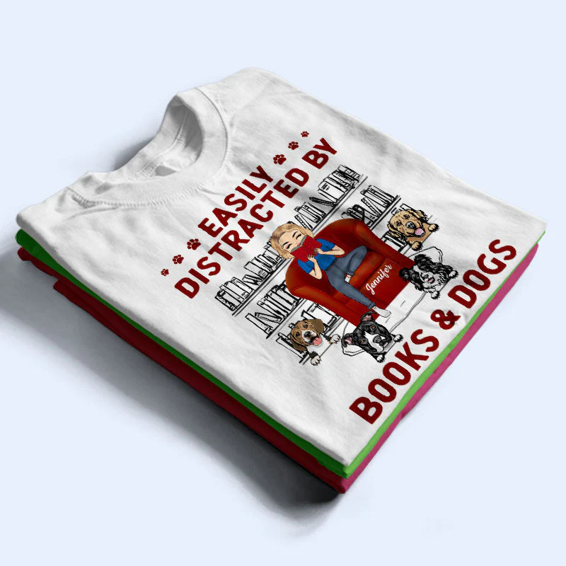 Reading Girl Who Loves Books & Dogs - Gift For Dog Lovers - Personalized Custom Hoodie - Image 2