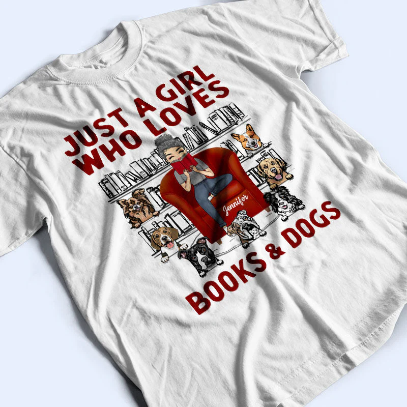 Reading Girl Who Loves Books & Dogs - Gift For Dog Lovers - Personalized Custom Hoodie - Image 3