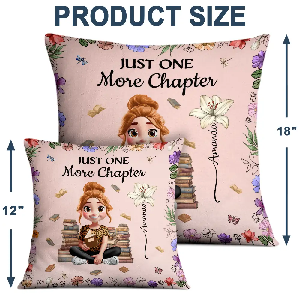 Reading Girl With Birth Month Flower - Personalized Pillow - Image 4