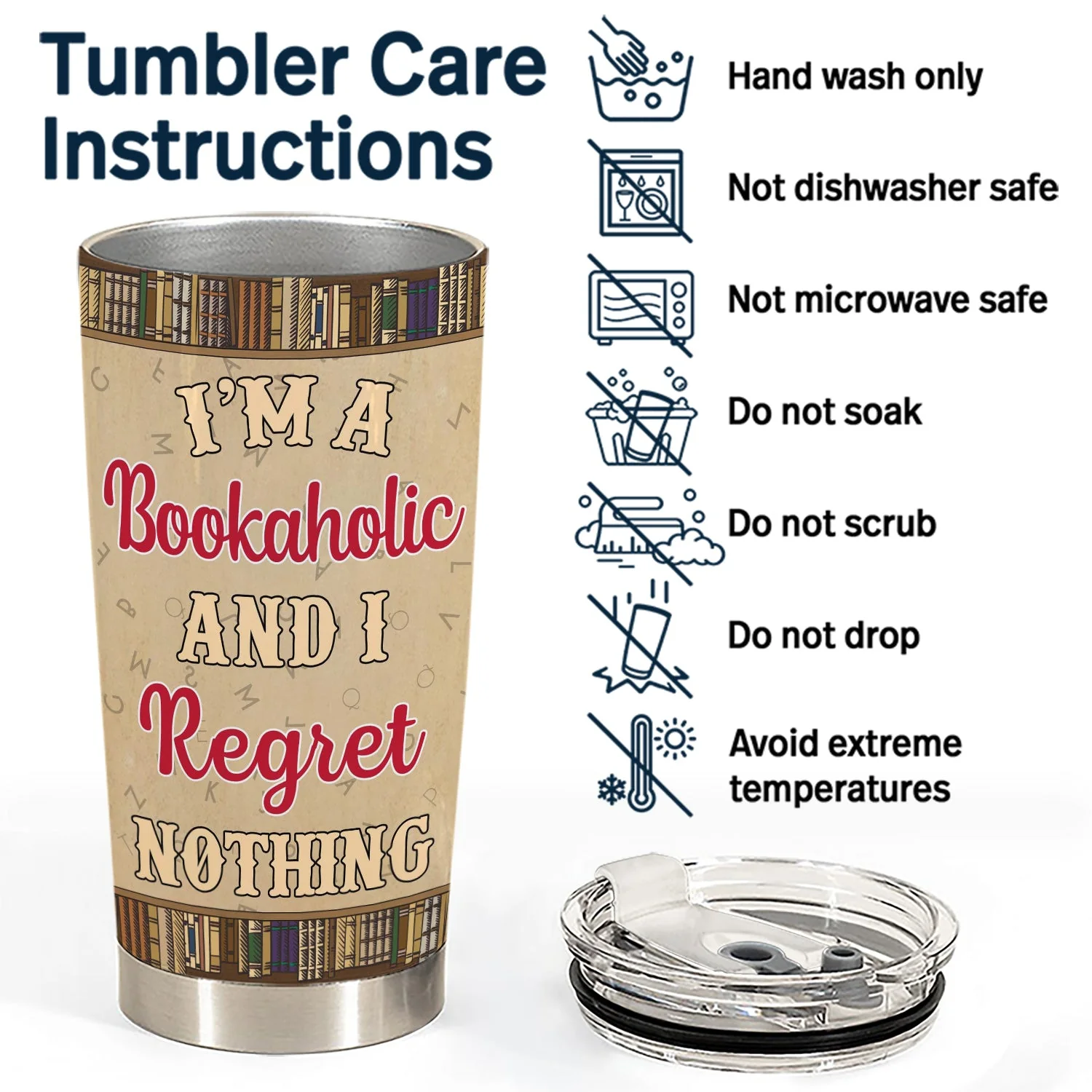 Reading I‘m A Bookaholic - Gift For Book Lovers - Personalized Custom Tumbler - Image 5