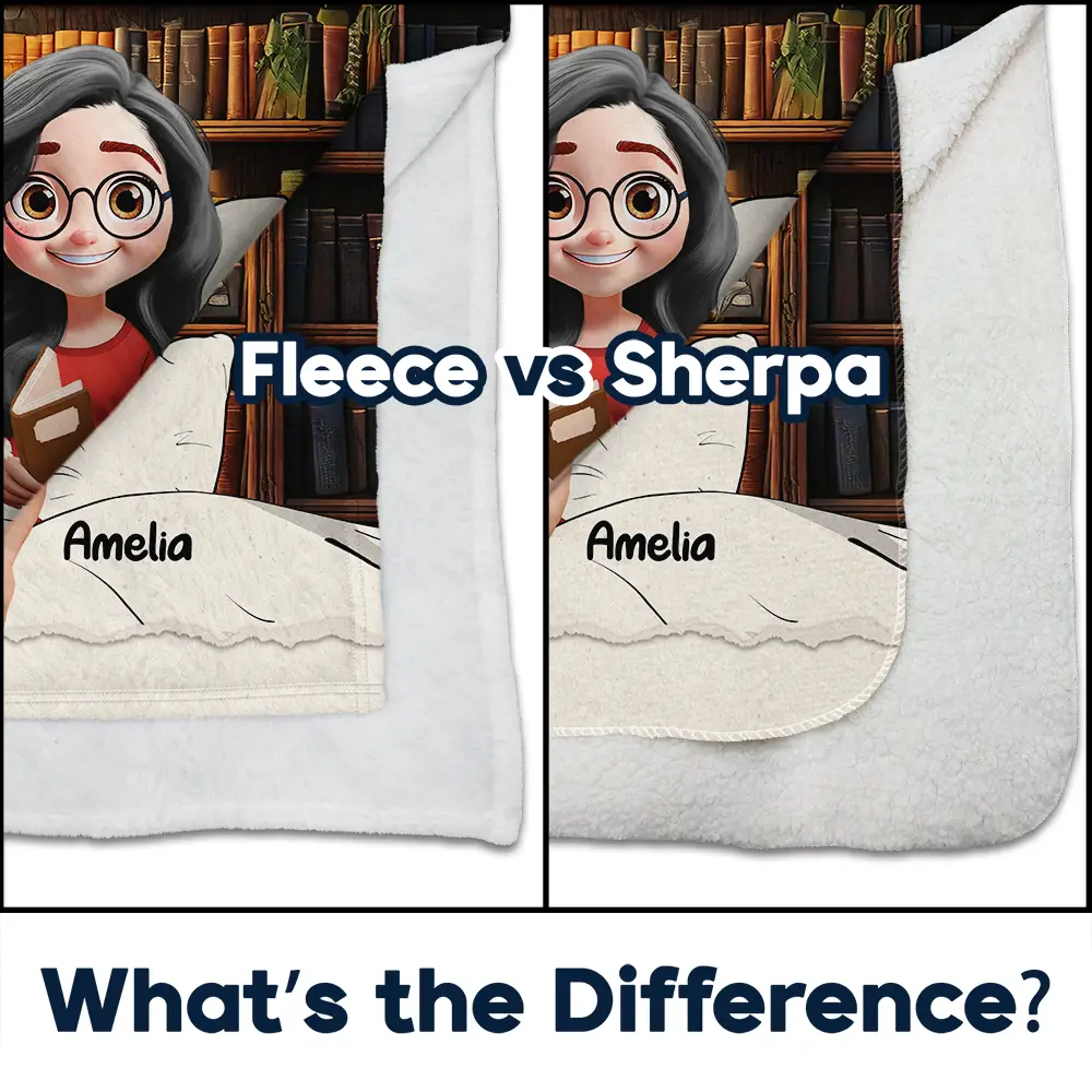 Reading Is My Happy Place - Personalized Fleece Blanket, Sherpa Blanket - Image 4
