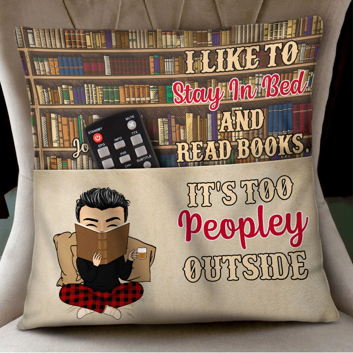 Reading Just A Girl Boy Who Loves Books - Gift For Book Lovers - Personalized Pocket Pillow - Image 3