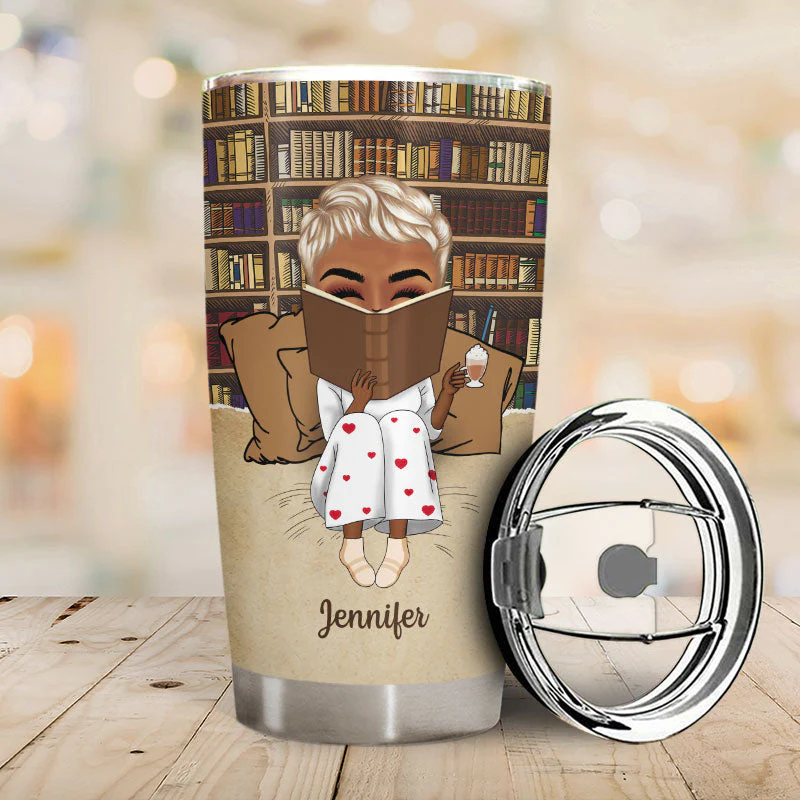 Reading Just A Girl Boy Who Loves Books - Personalized Custom Tumbler - Image 2