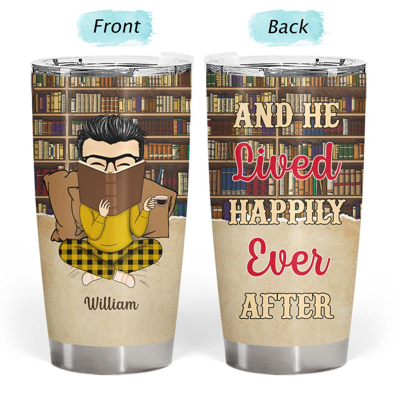 Reading Just A Girl Boy Who Loves Books - Personalized Custom Tumbler - Image 3