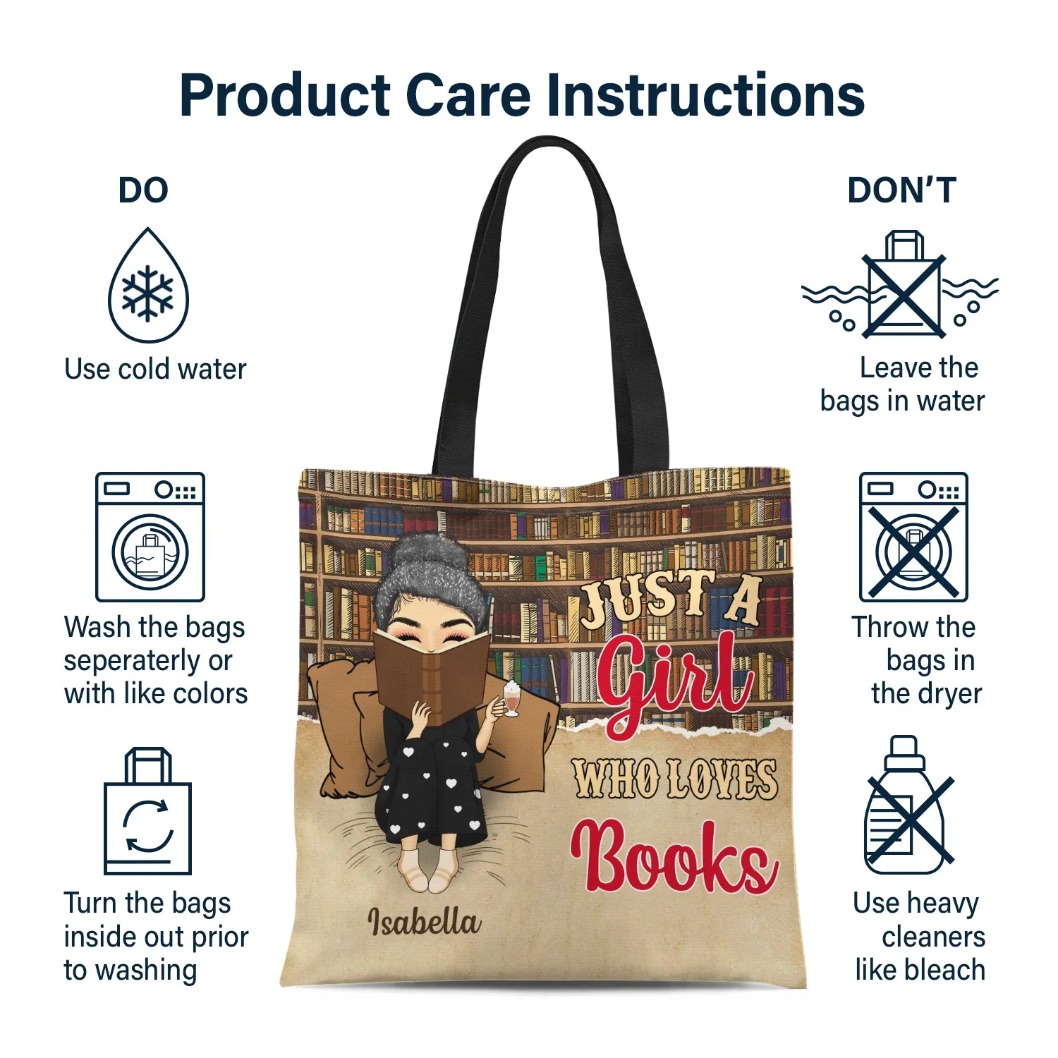 Reading Just A Girl Who Loves Book - Gift For Book Lovers - Personalized Custom Zippered Canvas Bag - Image 7