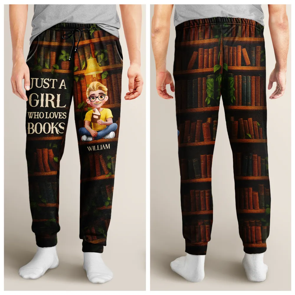 Reading Just A Girl Who Loves Books 3D Effect - Personalized Sweatpants - Image 4