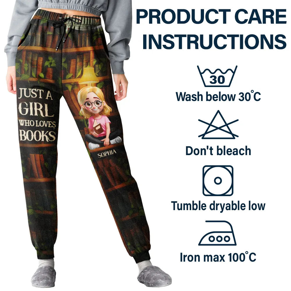 Reading Just A Girl Who Loves Books 3D Effect - Personalized Sweatpants - Image 5