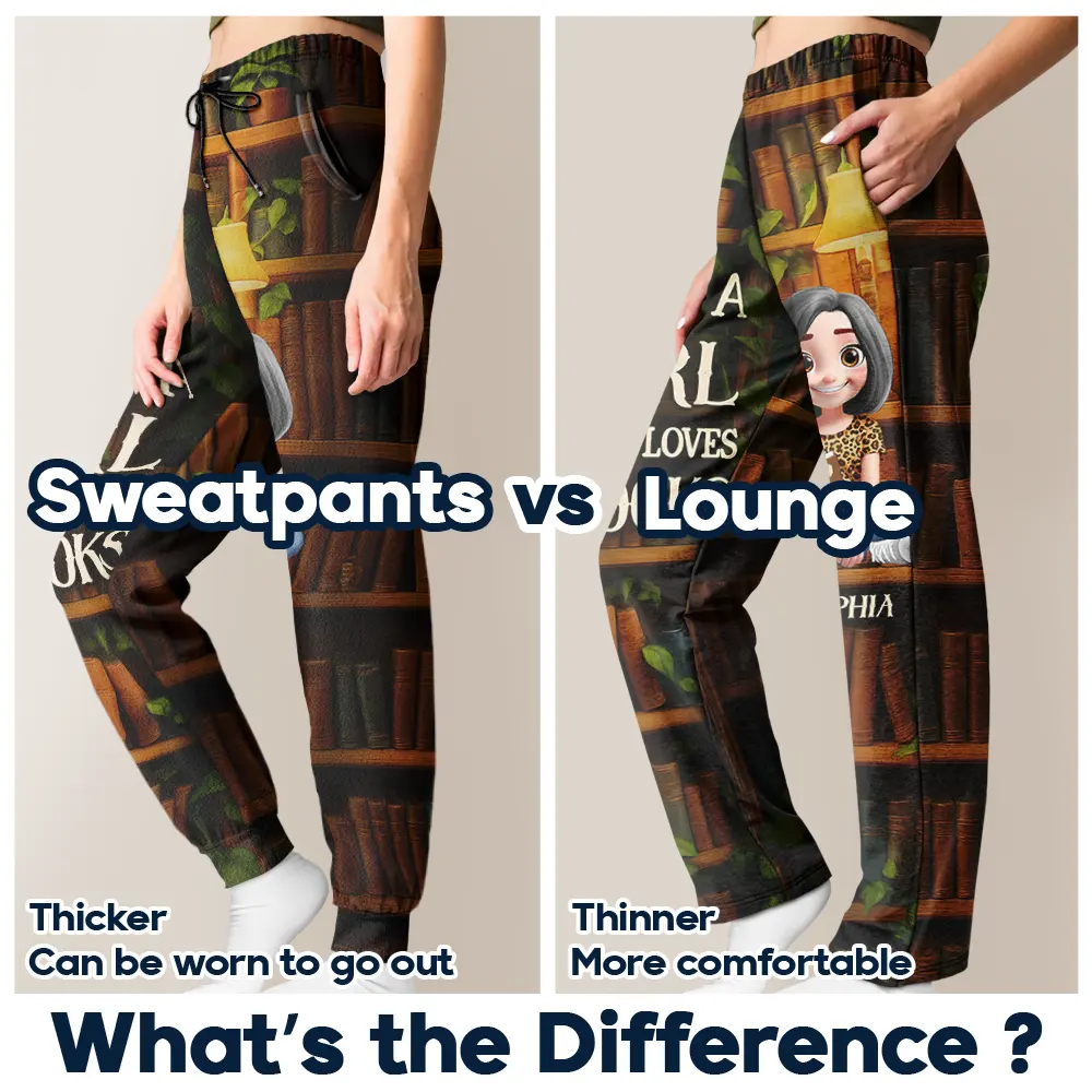 Reading Just A Girl Who Loves Books 3D Effect - Personalized Sweatpants - Image 6