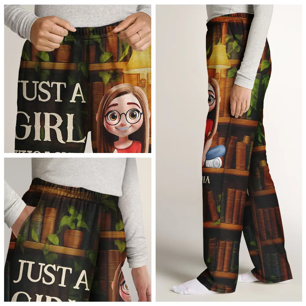Reading Just A Girl Who Loves Books 3D Effect - Personalized Sweatpants - Image 7