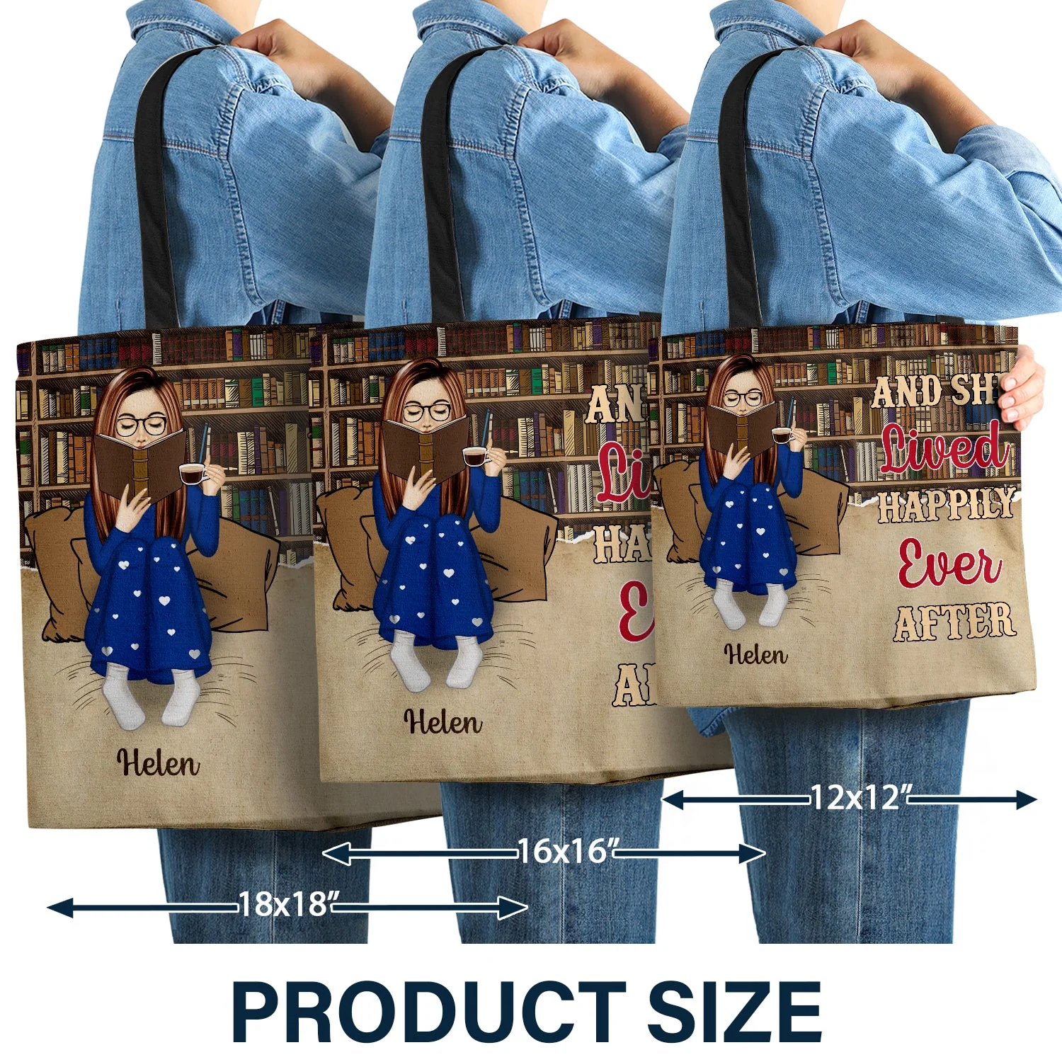 Reading Just A Girl Who Loves Books Bag - Gift For Book Lovers - Personalized Zippered Canvas Bag - Image 4