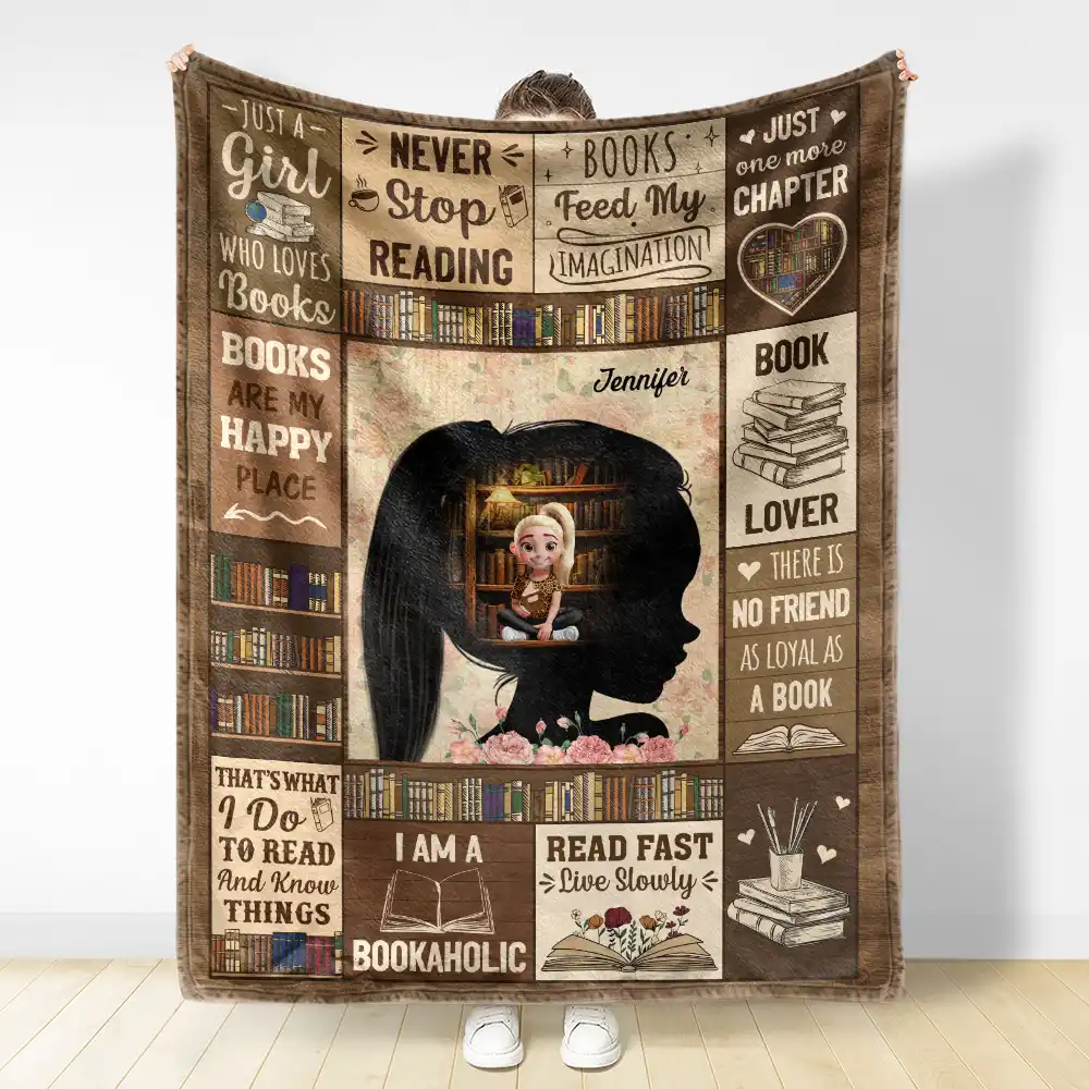 Reading Just A Girl Who Loves Books, Book Soul - Personalized Fleece Blanket, Sherpa Blanket - Image 3