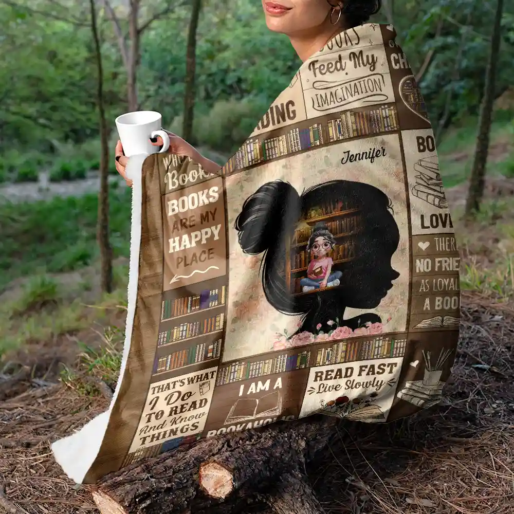 Reading Just A Girl Who Loves Books, Book Soul - Personalized Fleece Blanket, Sherpa Blanket - Image 5