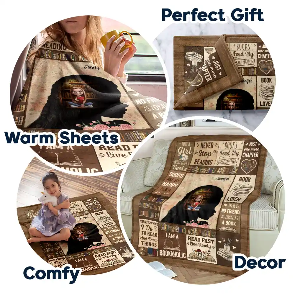 Reading Just A Girl Who Loves Books, Book Soul - Personalized Fleece Blanket, Sherpa Blanket - Image 7
