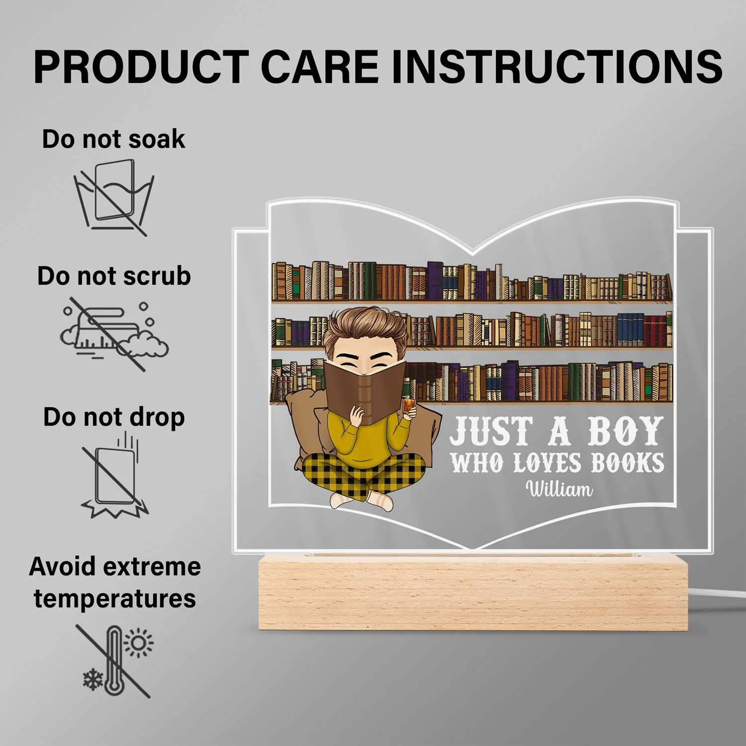 Reading Just A Girl Who Loves Books - Gift For Book Lovers, Gift For Yourself - Personalized Custom 3D Led Light Wooden Base - Image 6