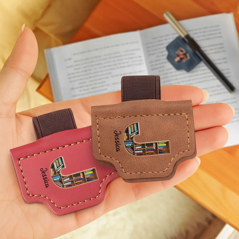 Reading Monogram Keepsake Bookish Keepsake - Personalized Magnetic Leather Pen Clip - Image 3
