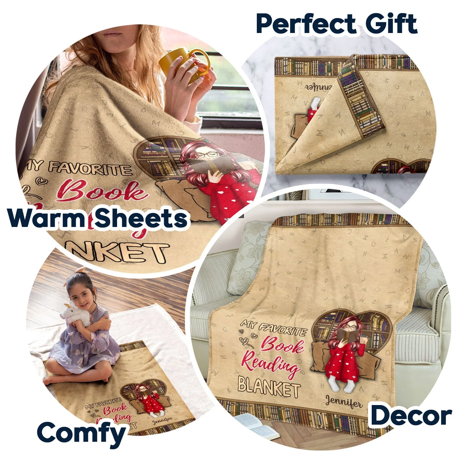 Reading My Favorite Book Reading Blanket - Gift For Book Lovers - Personalized Custom Fleece Blanket - Image 5