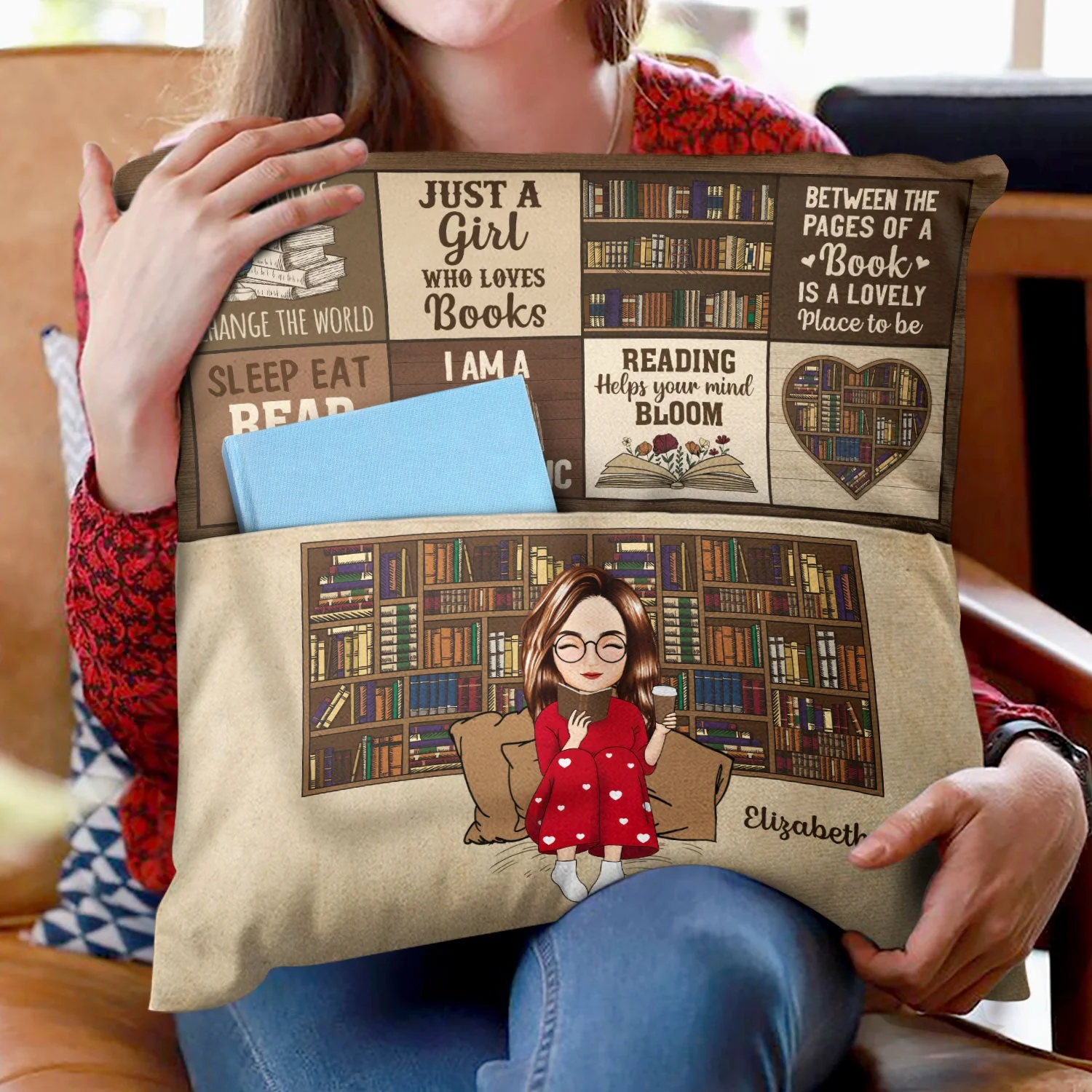 Reading My Reading Pillow - Gift For Book Lovers - Personalized Pocket Pillow - Image 2