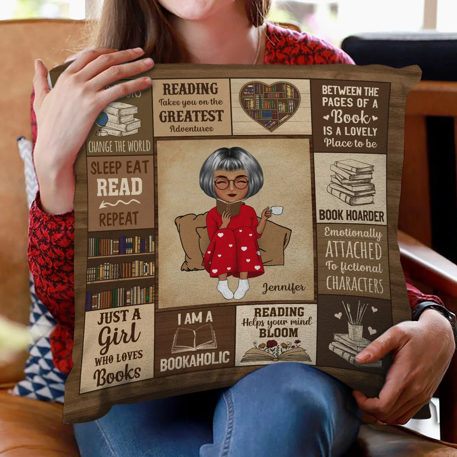 Reading My Reading Pillow I'm A Bookaholic - Gift For Book Lovers - Personalized Pillow - Image 2