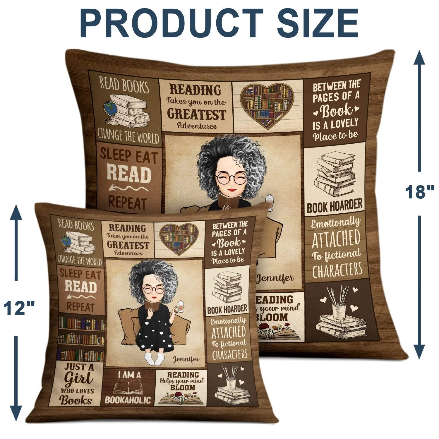 Reading My Reading Pillow I'm A Bookaholic - Gift For Book Lovers - Personalized Pillow - Image 4