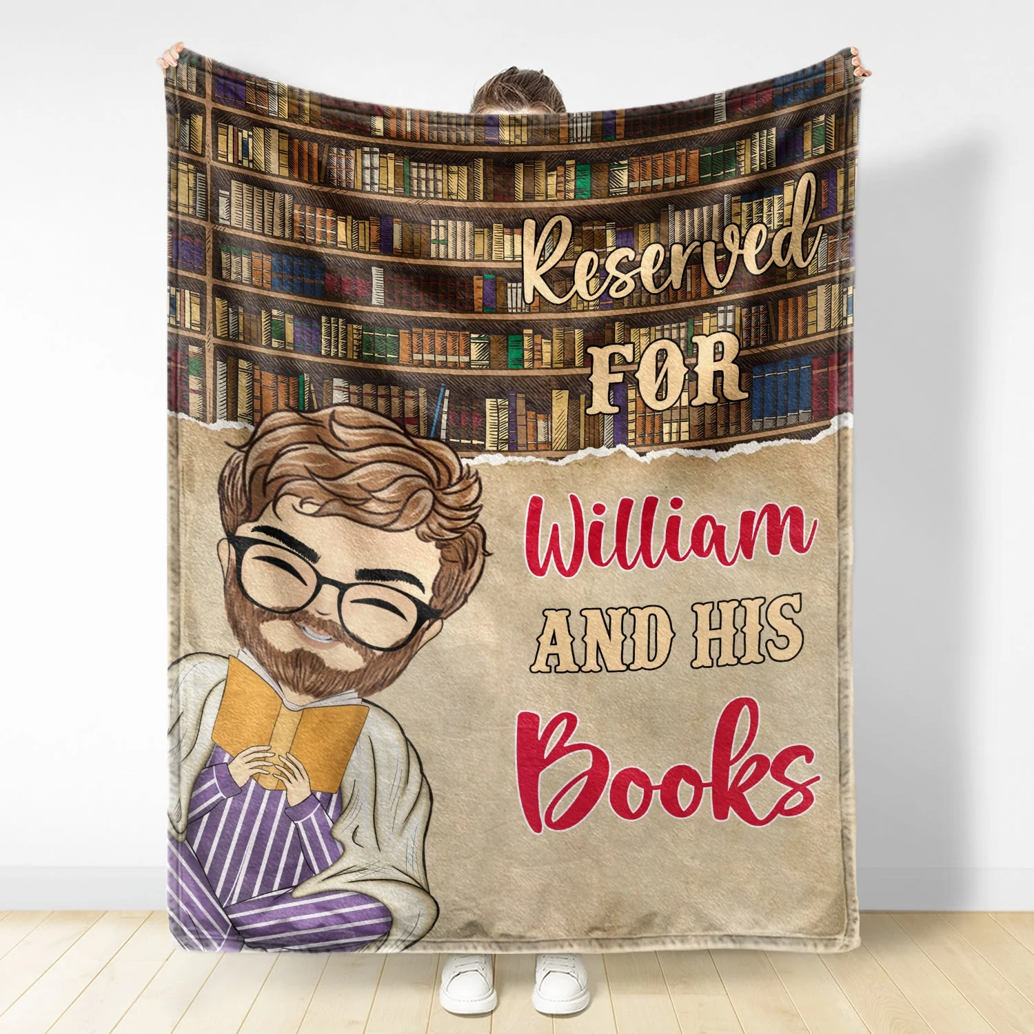 Reading Peeking Reserved For And Her Books - Gift For Book Lovers - Personalized Fleece Blanket - Image 2