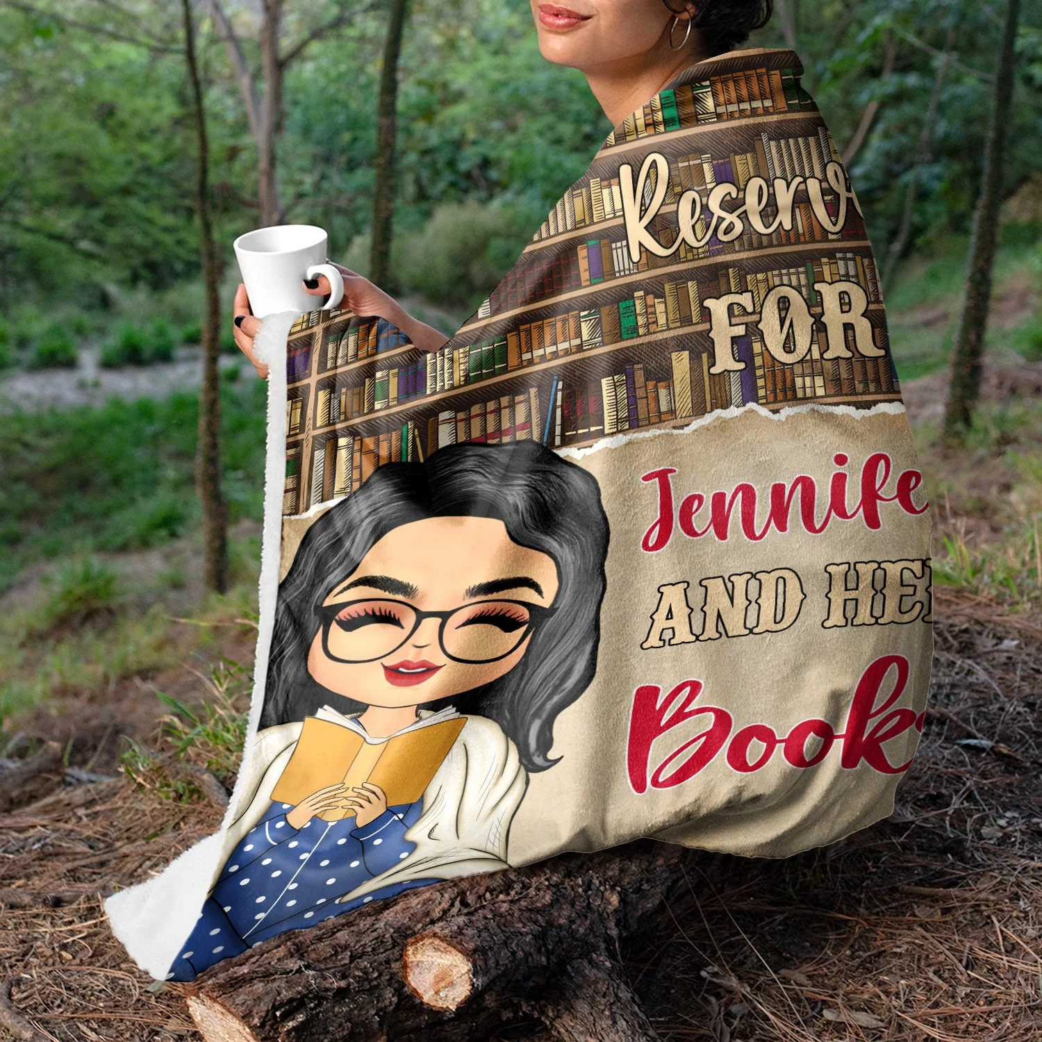 Reading Peeking Reserved For And Her Books - Gift For Book Lovers - Personalized Fleece Blanket - Image 3