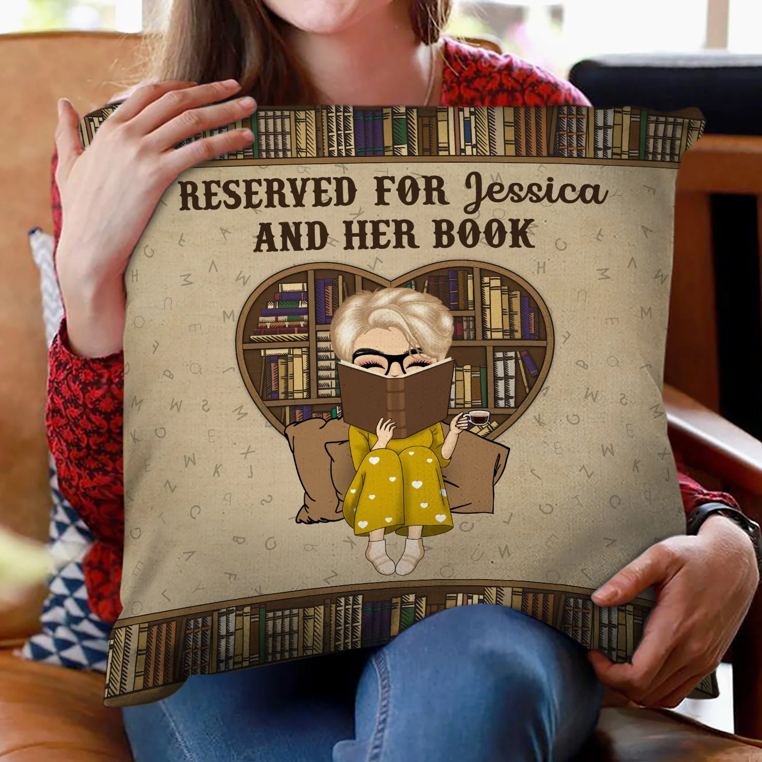 Reading Reserved For Me And My Book - Personalized Custom Pillow - Image 2