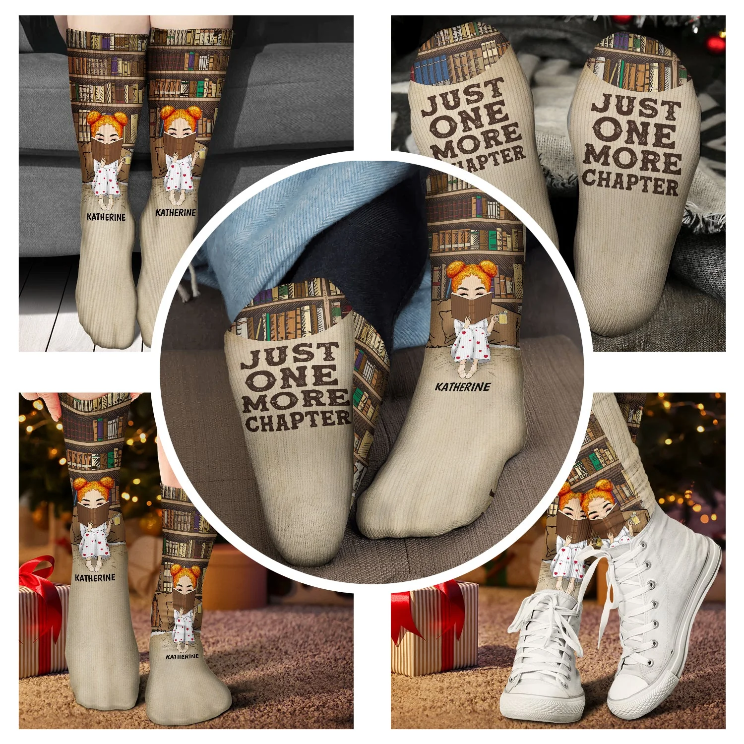 Reading So Many Books So Little Time - Gift For Book Lovers - Personalized Socks - Image 4