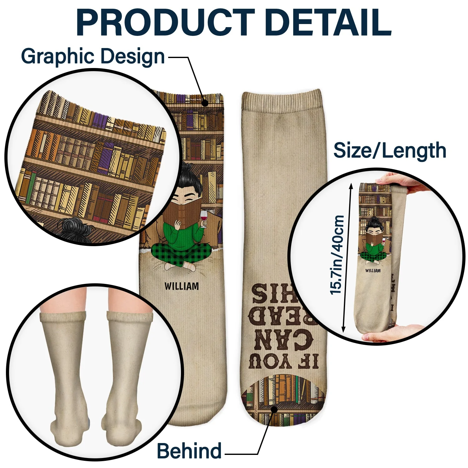 Reading So Many Books So Little Time - Gift For Book Lovers - Personalized Socks - Image 5