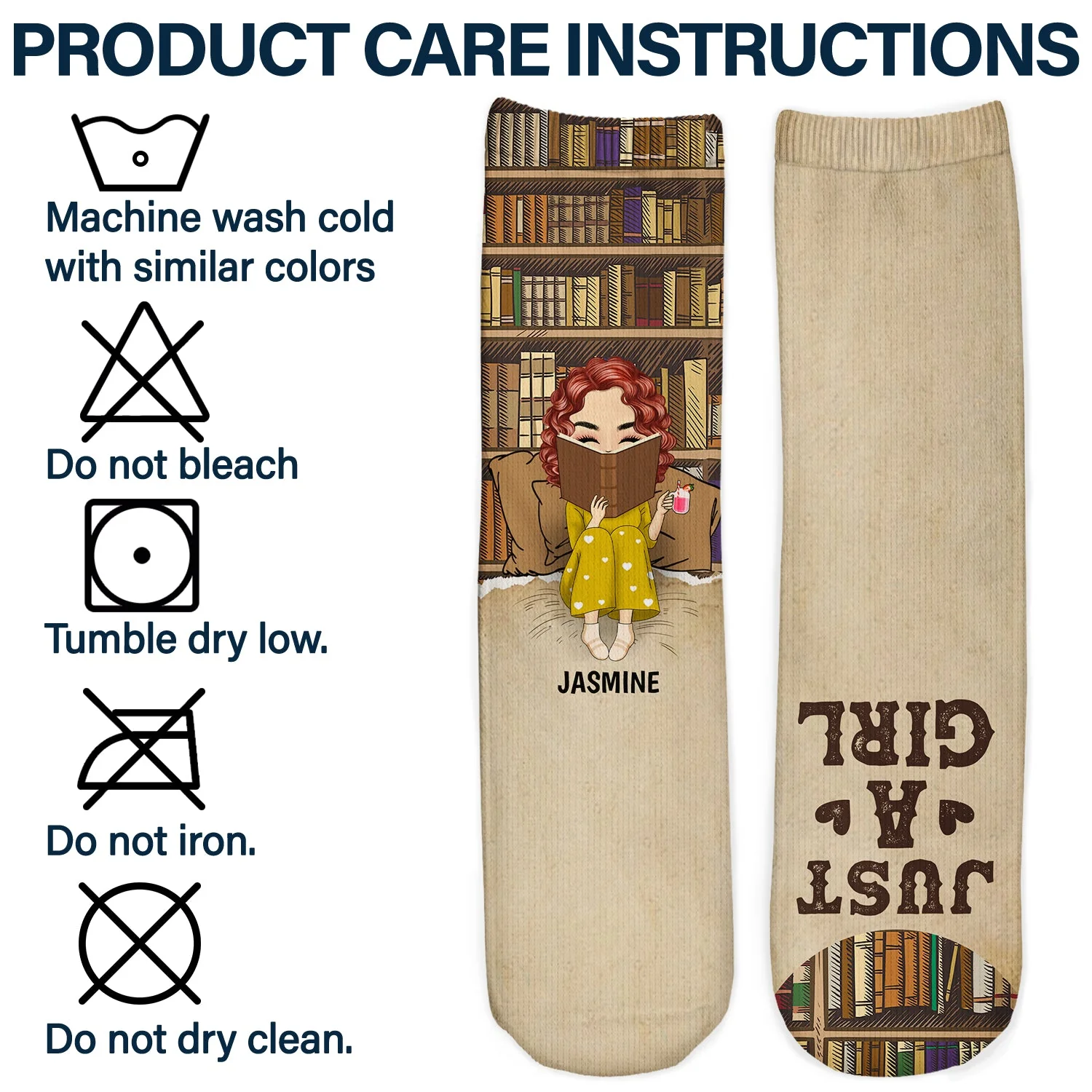 Reading So Many Books So Little Time - Gift For Book Lovers - Personalized Socks - Image 6