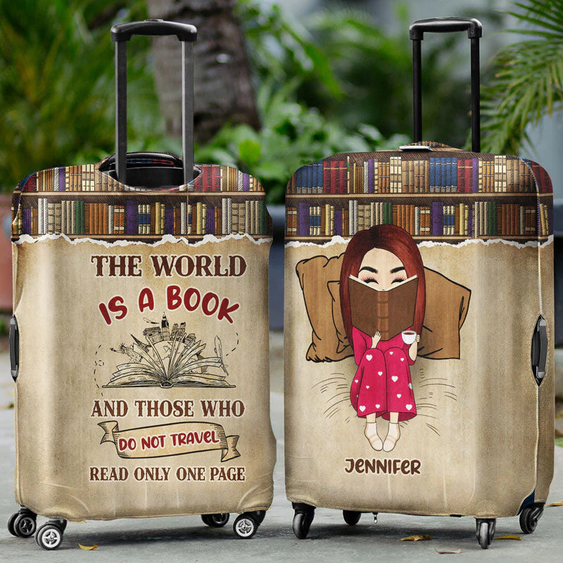 Reading Travel Girl Who Do Not Travel Read Only One Page - Personalized Custom Luggage Cover - Image 2