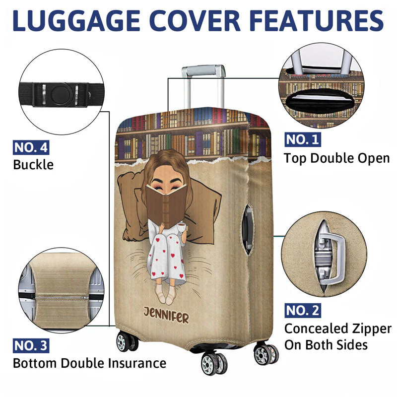 Reading Travel Girl Who Do Not Travel Read Only One Page - Personalized Custom Luggage Cover - Image 5