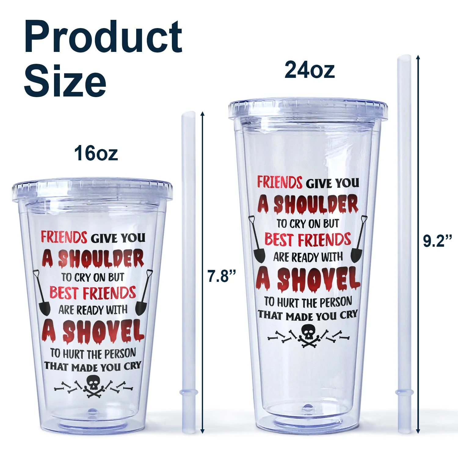 Ready With A Shovel - Gift For Bestie - Personalized Acrylic Insulated Tumbler With Straw - Image 5
