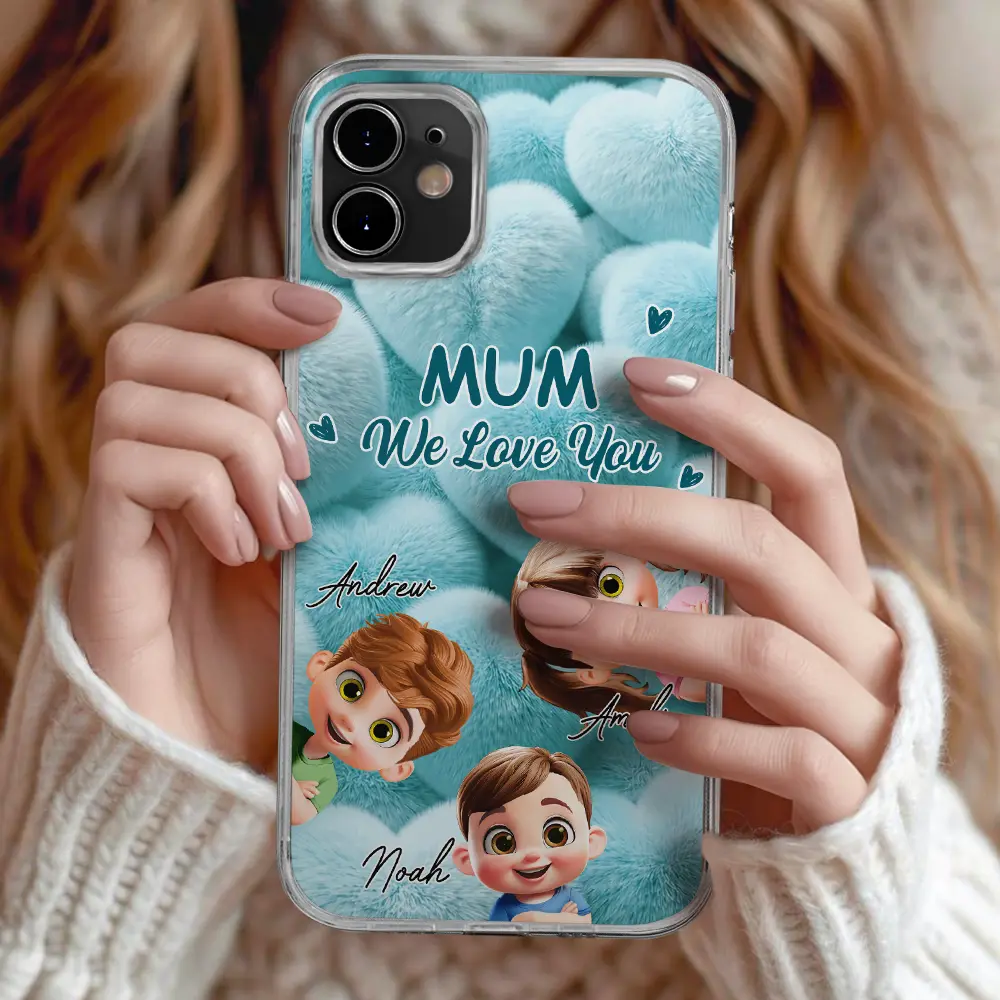 Realistic 3D Furry Effect Grandma Mom We Love You - Personalized Clear Phone Case - Image 2