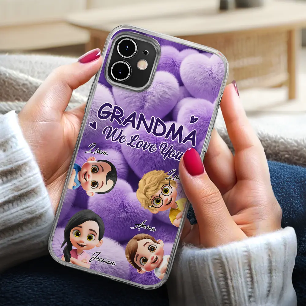 Realistic 3D Furry Effect Grandma Mom We Love You - Personalized Clear Phone Case - Image 3