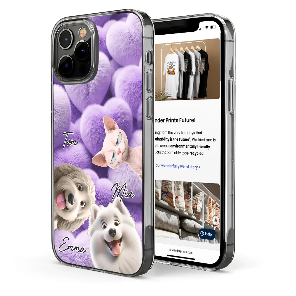 Realistic 3D Furry Effect Pet Mom Pet Dad - Personalized Clear Phone Case - Image 4