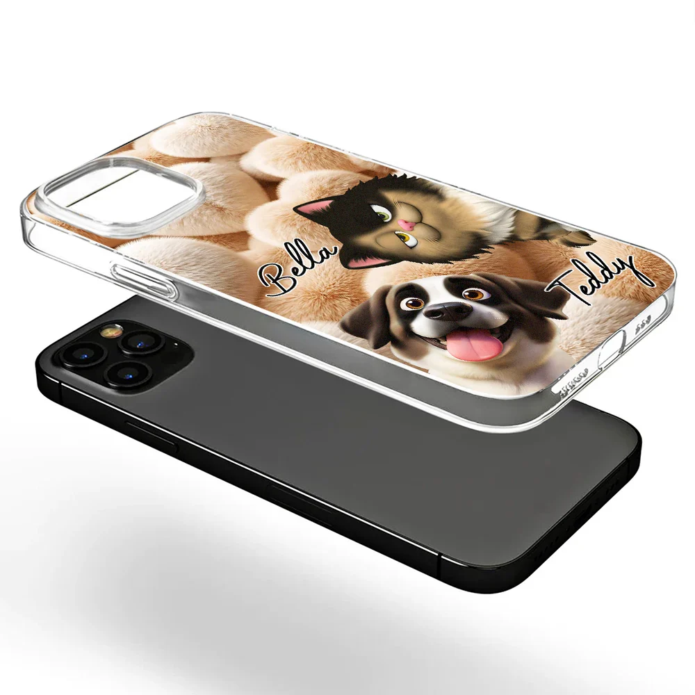 Realistic 3D Furry Effect Pet Mom Pet Dad - Personalized Clear Phone Case - Image 5