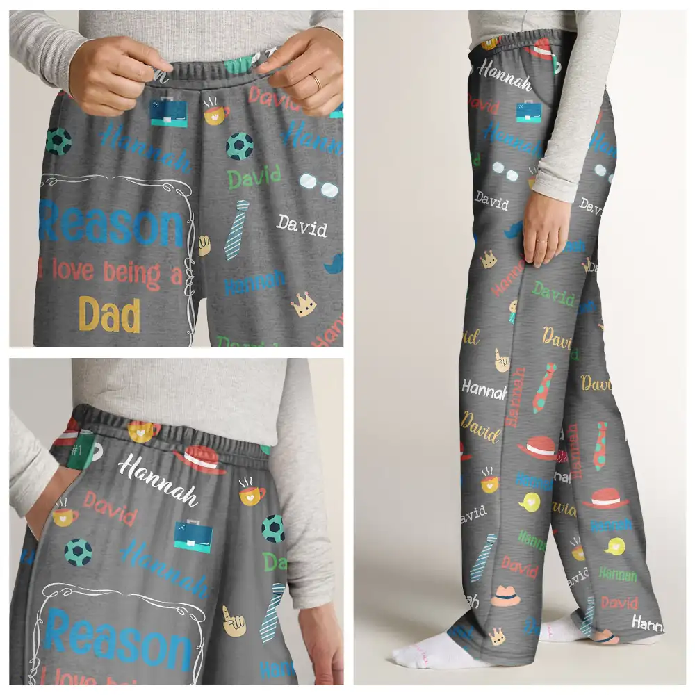Reason I Love Being A Grandpa Dad Custom Names - Personalized Pajama Pants - Image 7