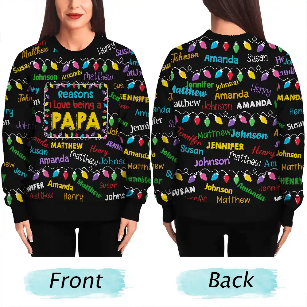 Reasons I Love Being Papa Light - Personalized Unisex Ugly Sweater - Image 5
