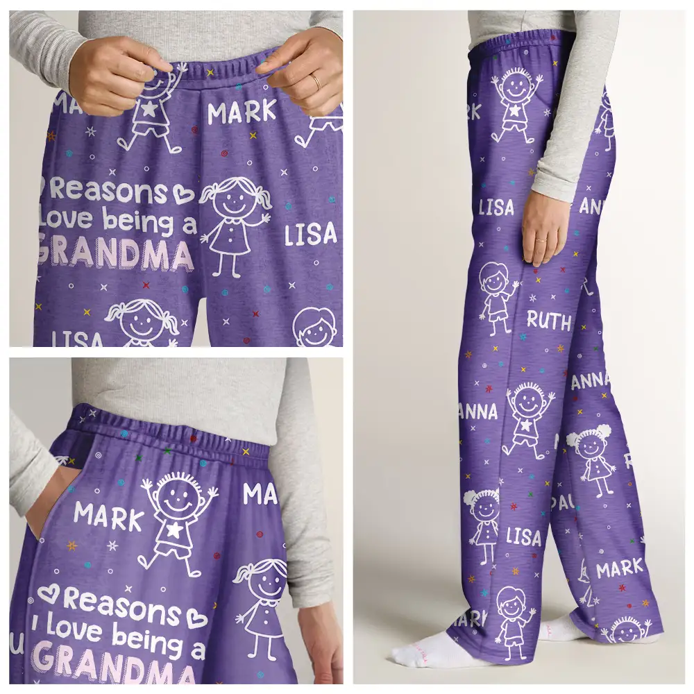 Reasons I Love Being Papa Stick Figures - Personalized Pajama Pants - Image 7