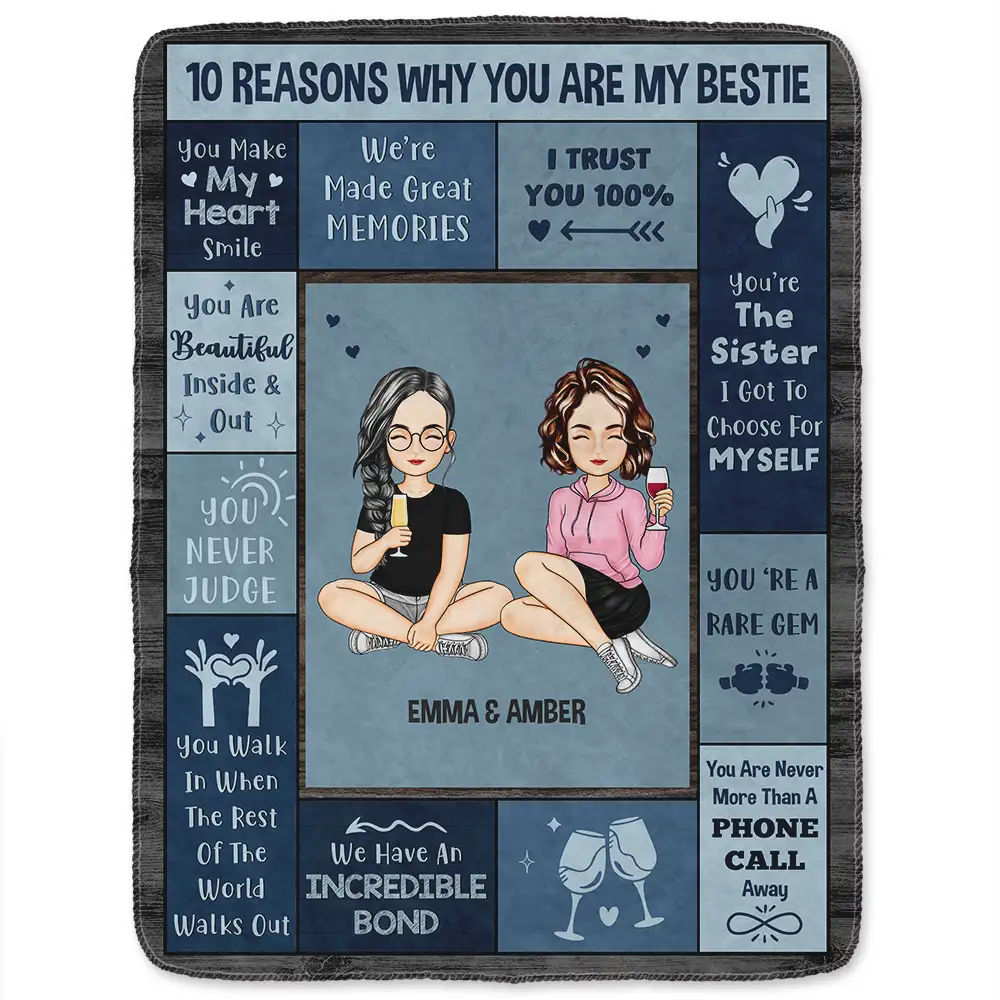 Reasons Why You Are My Bestie - Personalized Fleece Blanket, Sherpa Blanket - Image 2