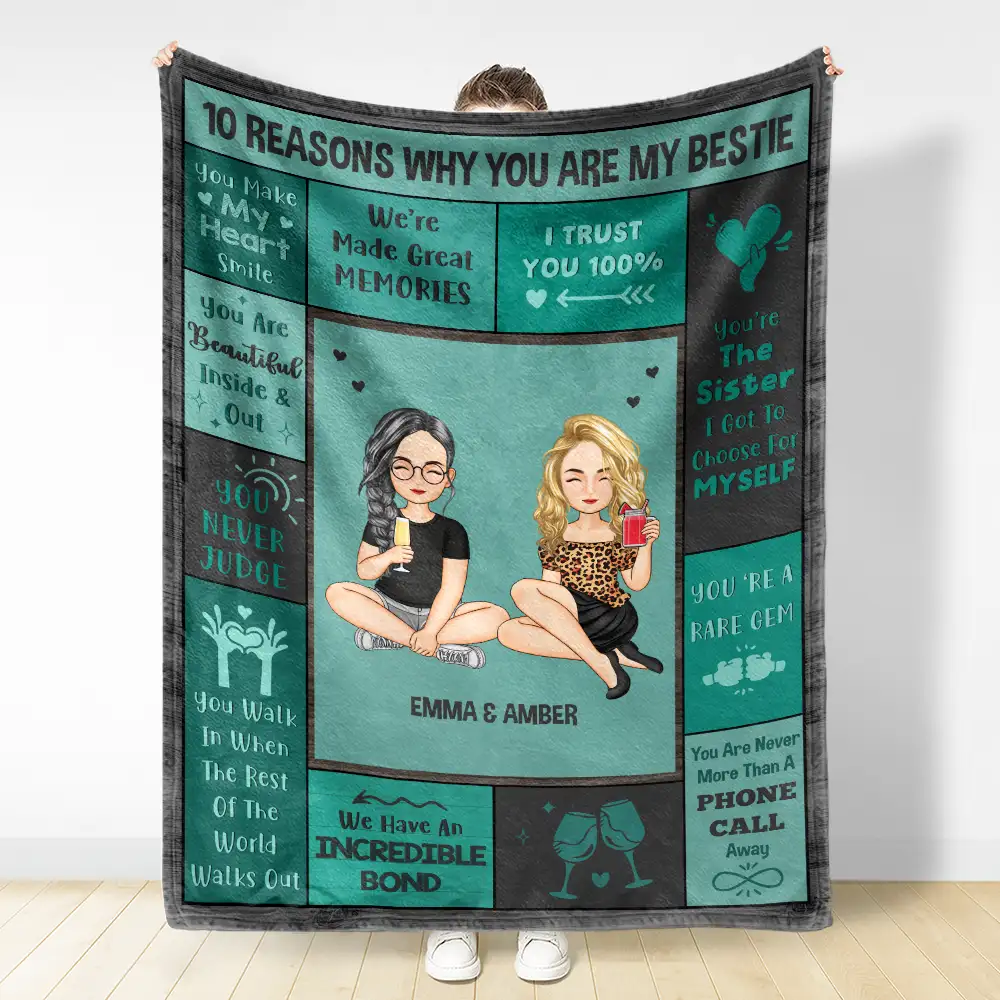 Reasons Why You Are My Bestie - Personalized Fleece Blanket, Sherpa Blanket - Image 4