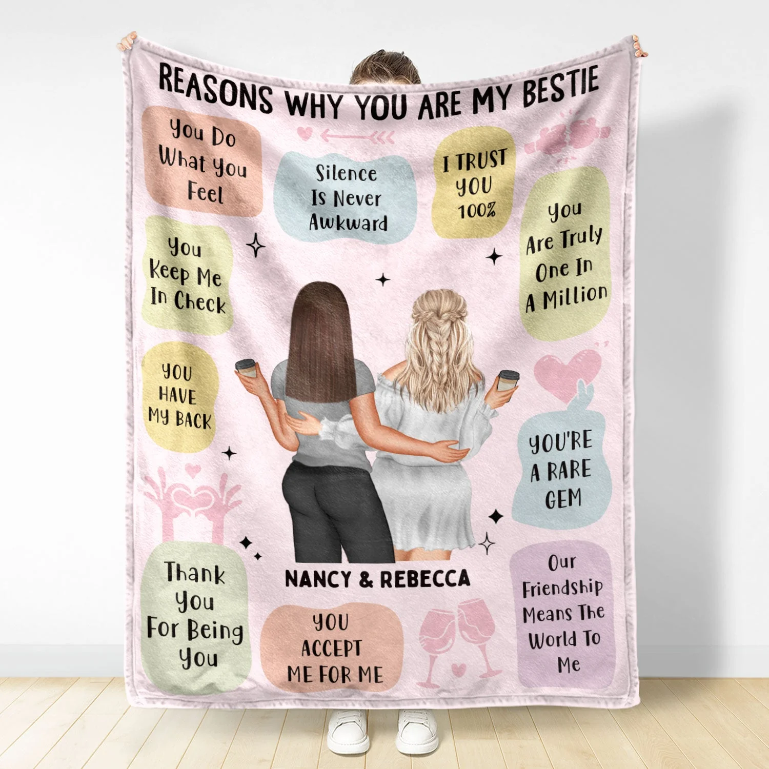 Reasons Why You Are My Bestie Version 2 - Holiday, Birthday, Loving Gift For Friends, Colleagues - Personalized Fleece Blanket - Image 3