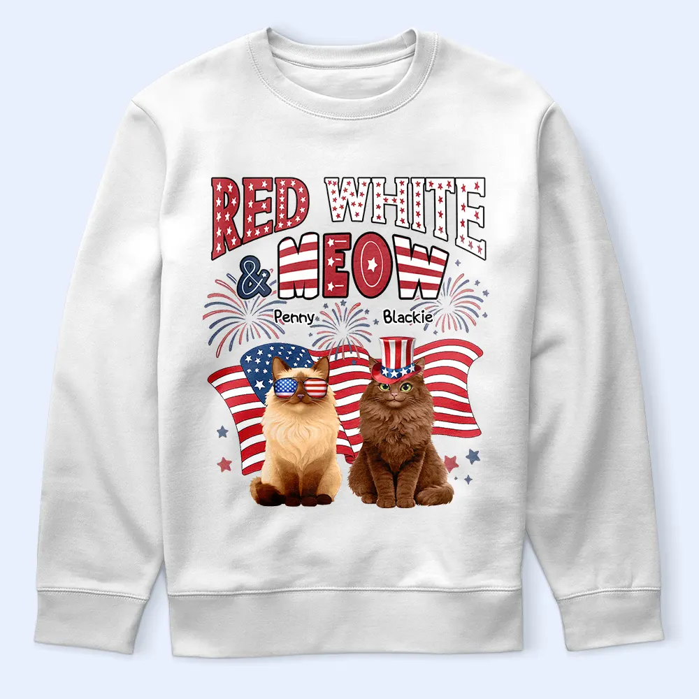 Red White Meow - Personalized T Shirt - Image 3