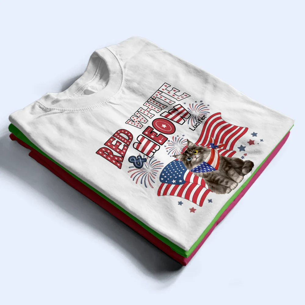Red White Meow - Personalized T Shirt - Image 4