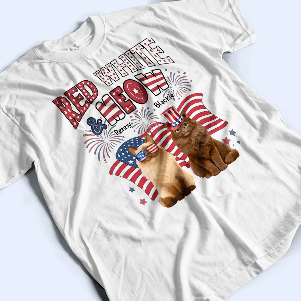 Red White Meow - Personalized T Shirt - Image 5