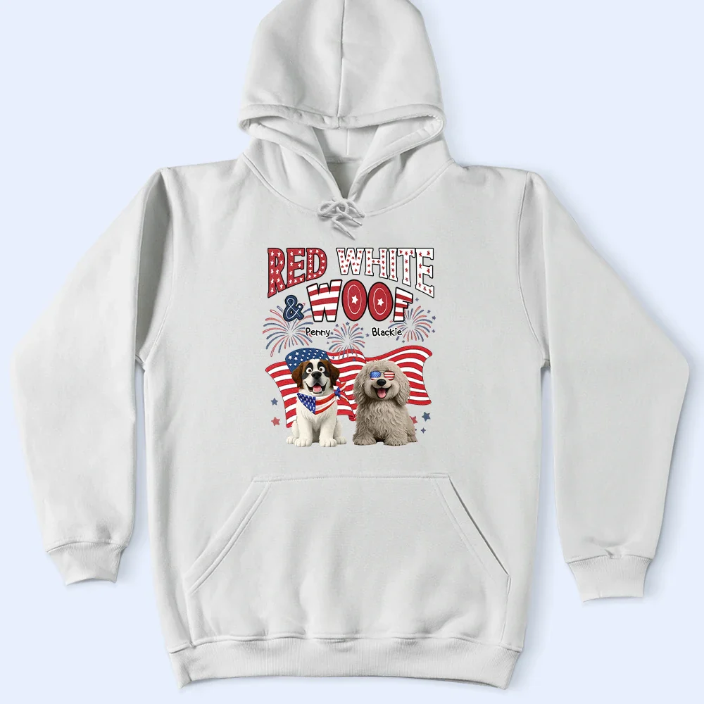 Red White Woof - Personalized T Shirt - Image 4
