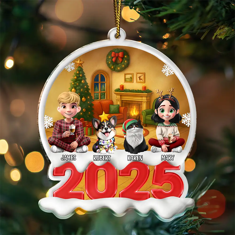 Red Year Family - Personalized Custom Shaped Acrylic Ornament - Image 3