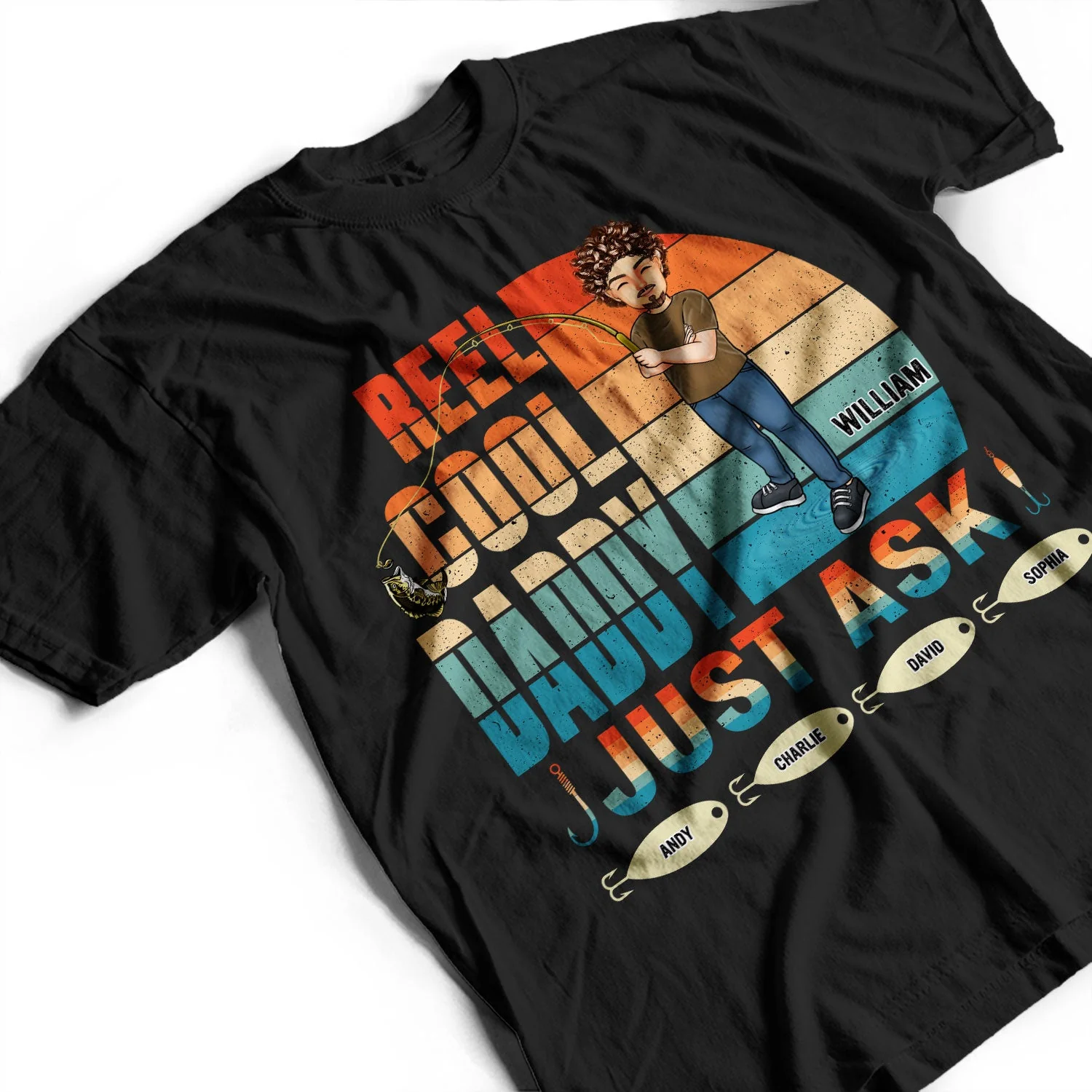 Reel Cool Dad Reel Great Dad - Birthday, Family Gift For Daddy, Father, Grandpa, Fishers, Fishing Lovers - Personalized Custom T Shirt - Image 3